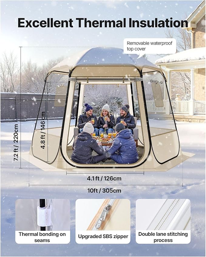 Pop Up Bubble Tent 10 x 9.2 ft - Waterproof Camping Shelter