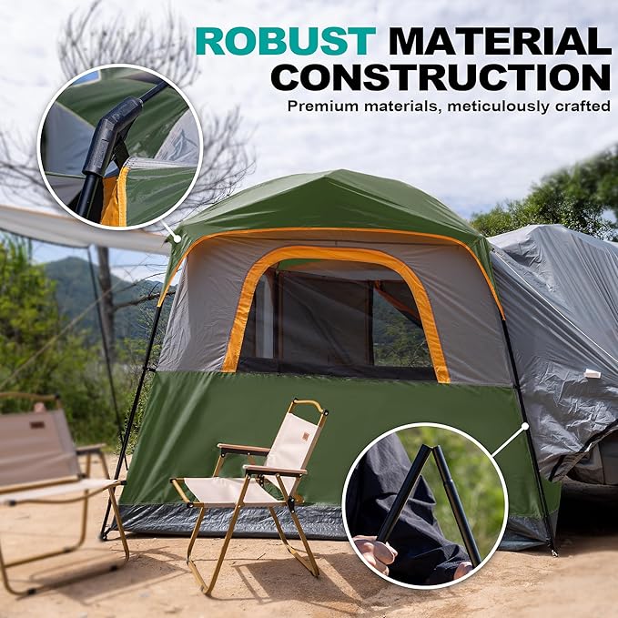 SUV Tent for CampingWaterproof PU2000mm Fits 5-8 PeopleSpacious Double Layer Design Includes Rainfly &amp Storage Bag 8FT L x 8FT W x 7.2FT H | for Camping Waterproof PU2000mm Spacious Double