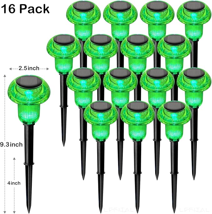 St. Patrick's Day Solar Lights Outdoor 8 Pack Green Solar Pathway Lights Outdoor Mushroom LED Waterproof Lighting Stake for Outside Yard Path Garden Lawn Patio Landscape Decorations