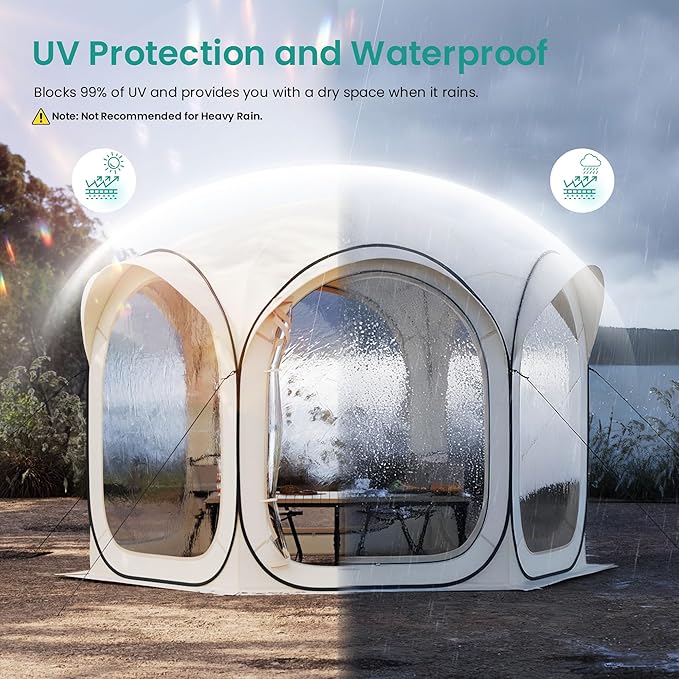 10x10ft Gazebo Screen Tent Pop Up Bubble Tent Mosquito Proof &amp Sun Shade Canopy Heavy Duty Waterproof Outdoor Shelter for Patio Camping Backyard Parties