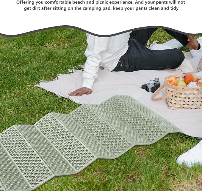 BESPORTBLE Foldable Camping Sleeping Pad Thick Water-Resistant Outdoor Picnic Mat with Aluminum Foil Coating for Hiking Tent Fold-up Moisture Barrier Cushion in