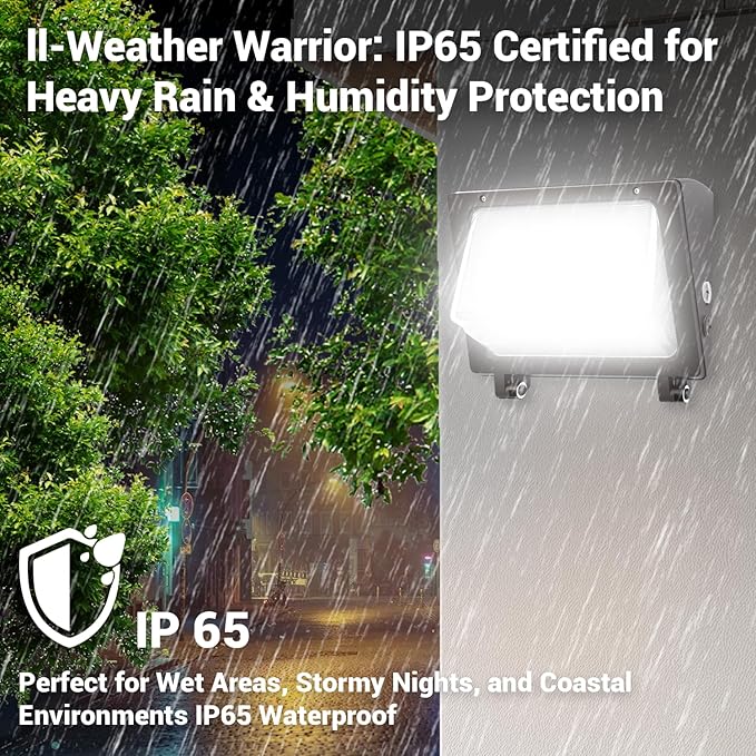 JTT 150W LED Wall Pack Light with Dusk to Dawn Photocell22500LM 5000K Daylight IP65 Waterproof WallPack Lights Outdoor LED [Eqv. 1200W HPS/HID] for Parking LotWarehouseYard ETL | 5-Year Warranty