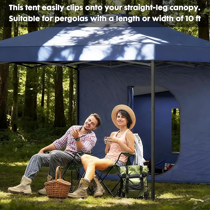 Camping Cube Side Tent for 10x10 Pop Up Canopy Waterproof Gazebo Room with Mesh Windows Easy Setup Canopy Side Tent for Family Camping Market Booth Backyard Use (Canopy Not Included)