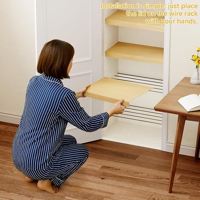 6 PCS Wire Rack Covers for Pantry Wood Grain 30''W * 16''D(Ready to Use) Faux Wood Shelf Covers for Wire Shelving Rustic Closet Shelves Covering Toppers for Pantry Bathroom Kitchen Garage