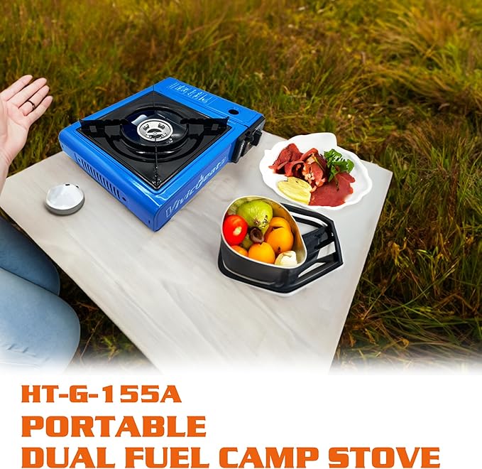 Vivicreate 7000 BTU Portable Butane Gas Stove for Camping Cooking Outdoor Lightweight Portable Stove Burner with Auto Ignition Estufa de Gas Portátil para Camping al Aire Libre（Blue）