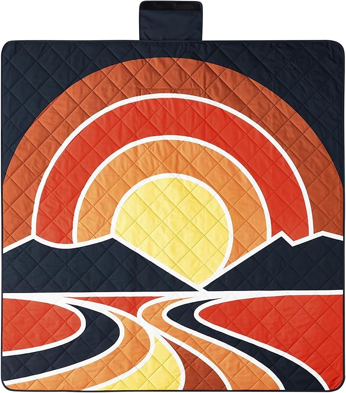 Columbia 72 x 72 Lightweight Packable Tote Blanket - Warm &amp Cozy Outdoor Essentials for Camping Picnics and Adventures 100% Polyester Fill Waterproof Printed Microfiber - Sun Trek