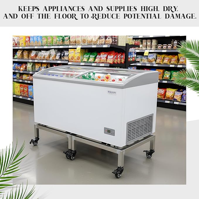 Dunnage Rack with Wheels 13.8 Long x 13.8 Wide 3.9 Height Stainless Steel Mobile Dunnage Rack with Locking Casters 600+ Pound Storage Commercial Food Service in Restaurant Kitchen Shop