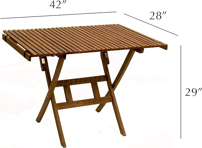 BYER OF MAINE - Pangean Roll Top Folding Wood Table Hardwood Portable Table for Bistro Deck or Camping Use Indoors or Outdoors