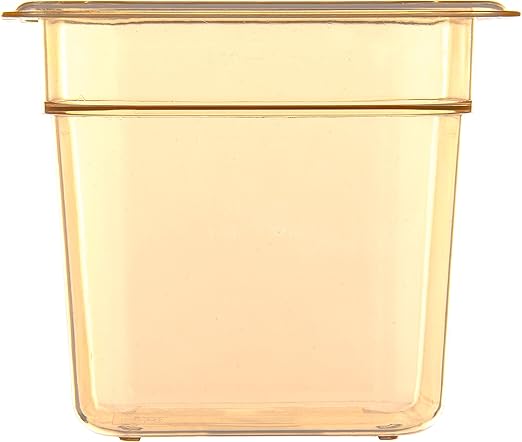 Carlisle FoodService Products StorPlus High-Heat 1/6-Size Food Pan 6 Deep Food Storage Container with 2.5 Quart Capacity High Heat Plastic 1/6 Size Amber (Pack of 6)