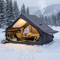 Inflatable Camping Tent with Electric Air Pump - 420D Heavy Duty Oxford - 5 Min Auto-Inflation - Panoramic Stargazing Skylight - 4 Season Luxury Glamping Cabin 4-10 Person Multiple Sizes
