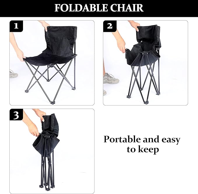 Folding Camp ChairsCollapsible Anti-Slip Padded Oxford Cloth Stool for Beach Hiking Fishing PicnicCarry Bag IncludedSmall