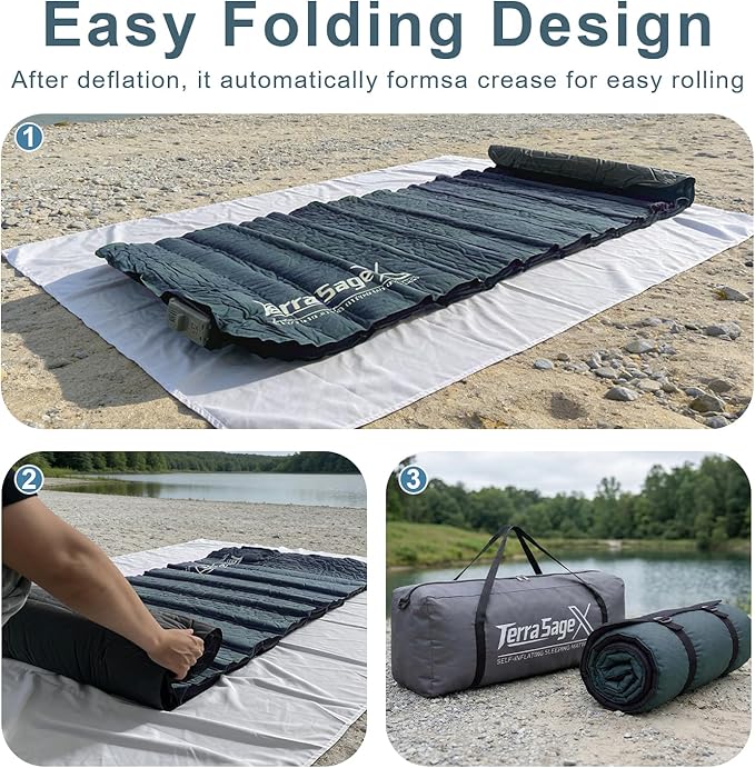 Self Inflating Sleeping Pad with Electric Pump  4 Ultra Thick memory foam camping mattress 9.5 R-Value Insulated Sleeping Mat Easy to Inflate &amp Deflate for Camping Car Travel Tent (SingleBlue)