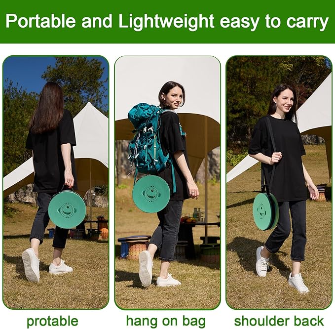 2026 Upgraded XXL Collapsible Stool with Thick Cushion19.7H-11.8D Telescoping Folding Stool for Adults More Sturdy Camping Stools with Load Capacity 1000lbs for OutdoorGardenFishingHiking