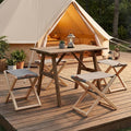 Wood Folding Camping Stools Set of 4 18.5 Hardwood Portable Fishing Folding Stool with Heavy Duty Metal Support Canvas Camp Stool Foldable Footstool for Outdoor Hiking Picnic BBQ Grey