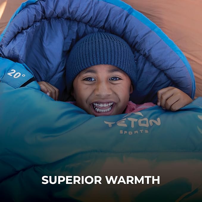 Teton Junior 20 Degree and 0 Degree Sleeping Bags. Finally Sleeping Bag for Boys Girls All Kids Warm and Comfortable for All Camping Weather and Built to Last