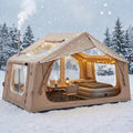Inflatable Camping Tent with Electric Air Pump - 420D Heavy Duty Oxford - 5 Min Auto-Inflation - Panoramic Stargazing Skylight - 4 Season Luxury Glamping Cabin 4-10 Person Multiple Sizes