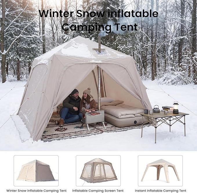 Inflatable Tents for Camping Large Blow Up Tent with Hand Pump Easy Setup InflatableTent 4 Season Tent Waterproof Oxford Air Glamping Tents for Camping Adult 4/6 Person