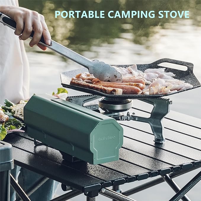 ONLYFIRE OUTDOOR LIVING Foldable Camping Stove with Storage Bag Portable Butane Stove with Bottle Opener Gas Stove for Picnic Backpacking Hiking Adventure Car Travel RV Trip Emergency GS330