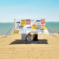Hand Drawing Building Truck Camping Sun Shelter Beach Tent Portable Beach Sun Shade Outdoor Canopy for Camping Trips Fishing Picnic