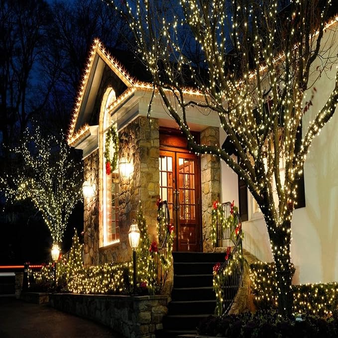 50ft 100 Counts Warm White Christmas Lights - White Christmas Lights Commercial Grade Outdoor Waterproof Soft White Christmas Lights Indoor 5mm Wide Angle Green Wire IP:65 UL