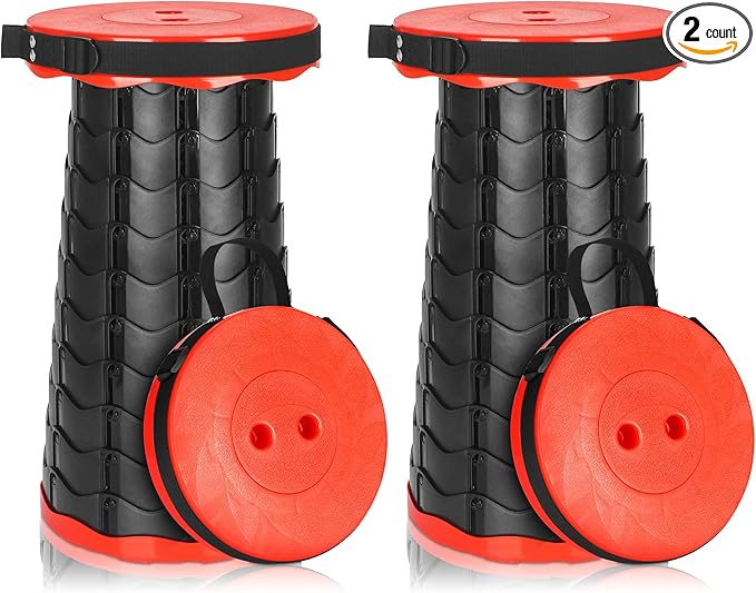 Esup 2 Pack Folding Camping Stool Collapsible Stool Portable Lightweight Retractable Folding Stools Seat Fishing Outdoors Indoors Kitchen Max Load 400lbs
