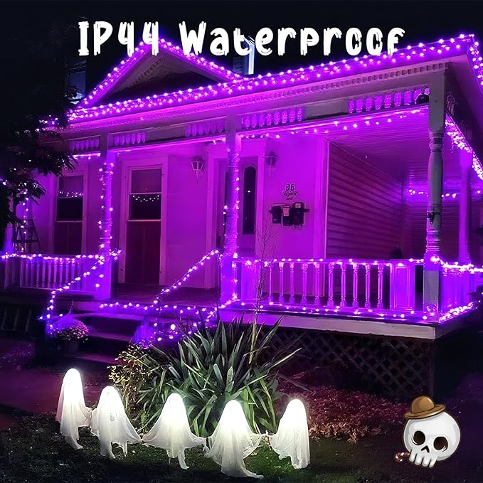 Connectable Purple String Lights 2pack 164ft 400Led 13 Modes String Lights Plug in Twinkle Light with Timer Indoor/Outdoor for Tree Party Halloween Decorations
