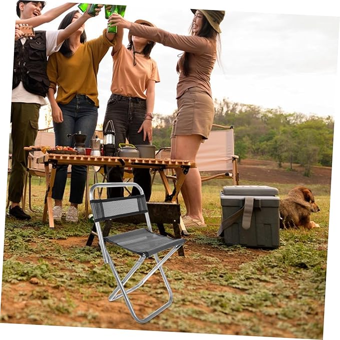 POPETPOP Multi-Functional Folding Stool Lightweight Portable Camping Chair Collapsible Outdoor Fishing Stool Durable for Long-Term Use Random Color