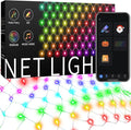 4ft x 18ft Smart Christmas Net Lights Outdoor Mesh Lights 300 LEDs Bluetooth App Prpgrammable 105+ Scene Modes Music Sync IP44 Waterproof Timer RGB Bush Light for Tree Fence Holiday Decorations