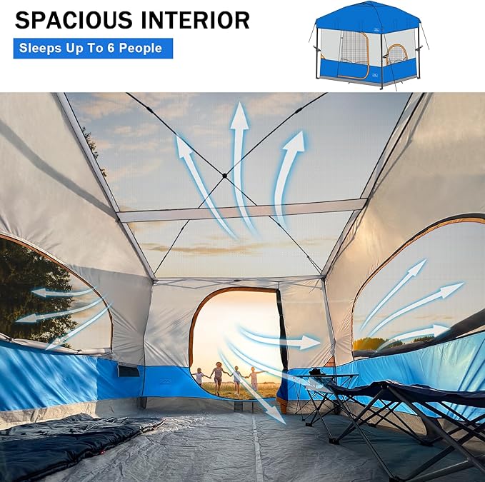 KAMPKEEPER 6 Person Camping Tent 10x10 Pop Up Canopy Tent with Camping Inner Tent Converts 10'x10' Straight Leg Canopy into Camping Tent–Fully Vented Roof(Canopy &amp Frame Included)
