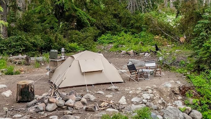 DOD Duo 1Pull Tent - 2 Person Breathable Polycotton Inner Tent - Waterproof Instant Setup Dome Camping Tent with Enclosed Awning - Easy Pop Up - Tan