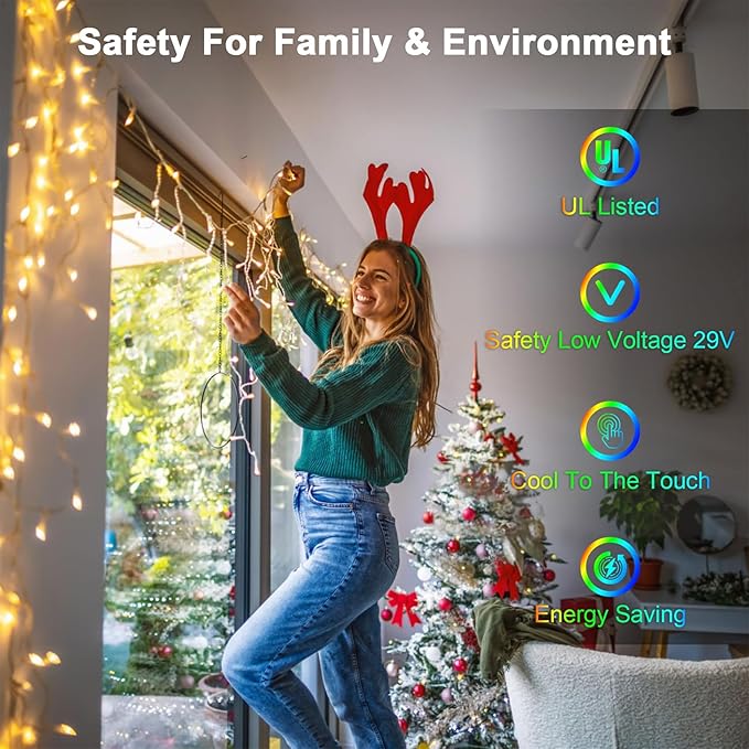 66FT 670 LED Christmas Lights 148 Ice Drops 12 Modes and Timer Memory Dimmable Outdoor Waterproof Hanging String Light for Xmas Holiday Wedding Garden Fence House Tree Outside Decor (Warm White)