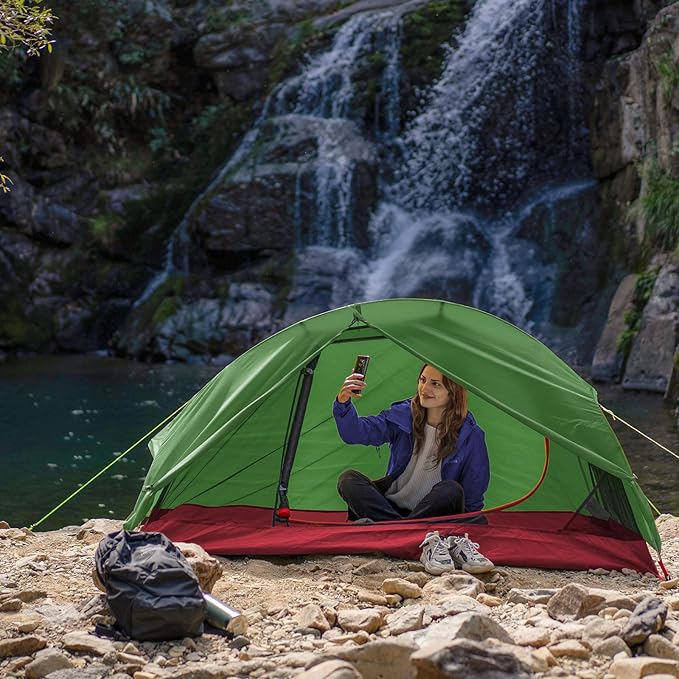 KAZOO Waterproof Backpacking Tent Ultralight 1/2 Person Lightweight Camping Tents 1/2 People Hiking Tents Aluminum Frame Double Layer | Waterproof Camping Tents 1/2 People Hiking Tents Aluminum Fr