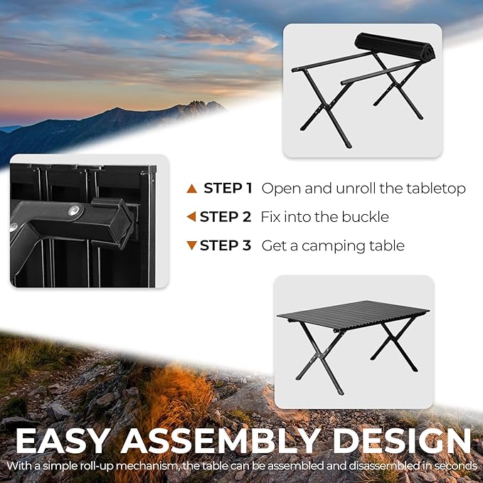 Outvita Beach Picnic Table Lightweight Roll Up Low Camping Table Portable Folding Table with Carrying Bag for Outdoor BBQ Sand Picnic Party Patio 34 Inches