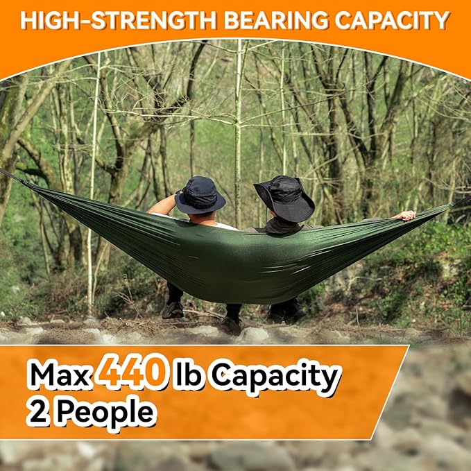HIKEMAN Hammock for Camping Ultralight Hammocks Gear for Outdoors Backpacking Survival or Travel - Portable Lightweight Nylon - Up to 440lbs(Blue)