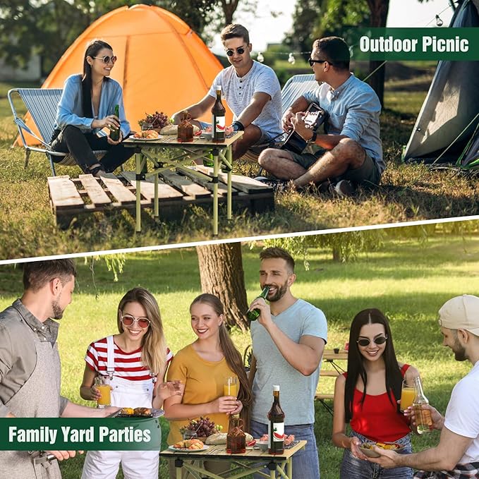 Portable Camping Table Camping Table Foldable with Carrying Bag Ultralight Carbon Steel Beach Table Indoor Outdoor for Camping Picnic BBQ Beach Party Patio Fishing Carbon Steel