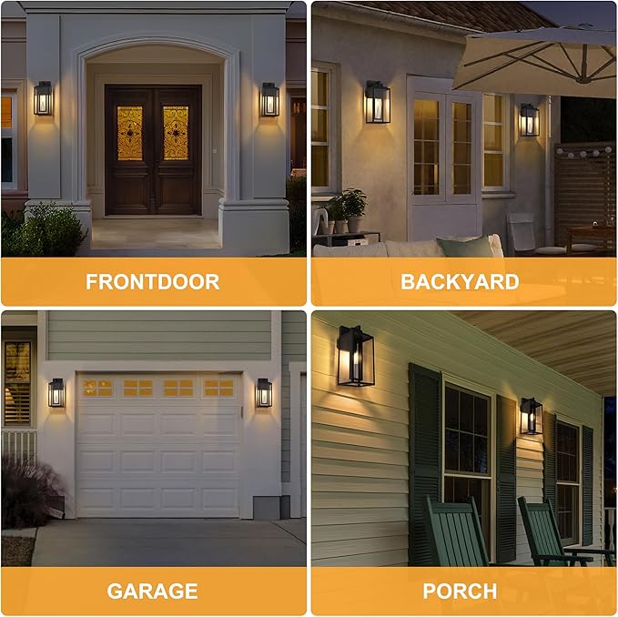 Modern Outdoor Wall Lights 14In Exterior Lighting Fixtures with White E12 Base Wall Mount Lantern Waterproof Outside Sconce for House Porch Patio Yard Front Door