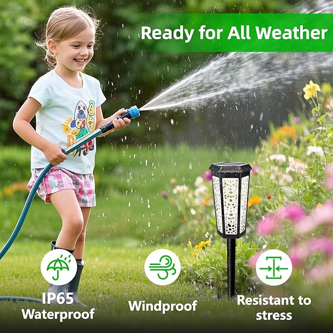 4 Pack Solar Pathway Landscape Lights - RGB Color Changing &amp Warm White Outdoor Waterproof Solar Yard Lights 2 Lighting Modes for Garden Patio Walkway Driveway &amp Sideway