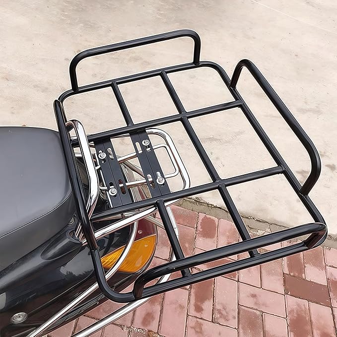 Food Delivery Box Rack Rear Grille 80kg Loading Delivery Food Box Rack with Guardrail Delivery Food Bag Rack Universal for Motorcycle Electric (inner diameter 50/40)