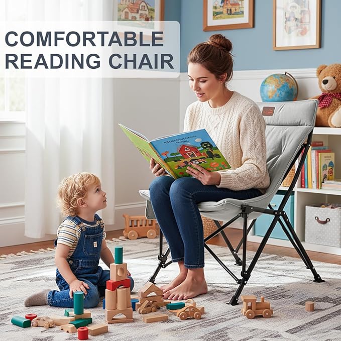 Saucer Chair for Adults Portable Folding Comfy Lounge Chair for Bedroom/Dorm/Reading/Living Room with Storage Bag