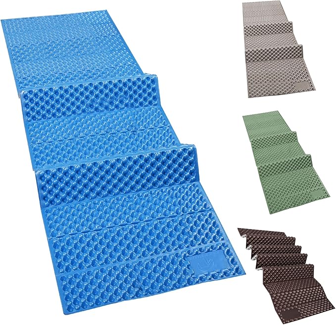 REDCAMP Foldable Foam Camping Pads for Sleeping Waterproof Closed Cell Foam Camping Sleeping Pad - Ultra-Lightweight for Hiking &amp Backpacking R-2.1 Insulated Royal Blue/Grey/Green/Brown/Khaki