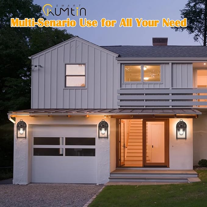 Dusk to Dawn Outdoor Wall Lantern Modern Exterior Light Fixtures Wall Mount Waterproof Front Door Wall Lighting with Clear Glass Bronze Outdoor Wall Lights for House Garage 4-Pack