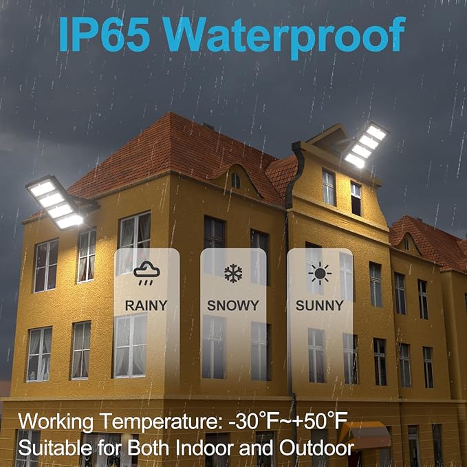 Upgrade 500W LED Flood Light Outdoor 75000Lm Led Stadium Light with Adjustable Bracket IP65 AC100-277V Commercial Area Lighting with Plug for Backyard/Basketball Court-2Pack