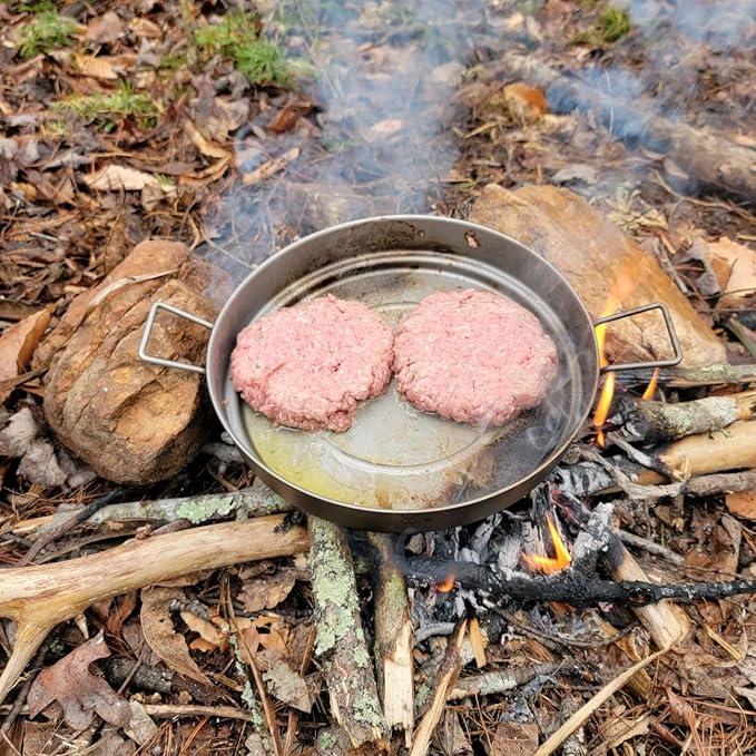 SILVERANT Camping Plate Titanium Pan Dish Plate with Handle &amp Mesh Bag Large Reuseable Ultralight Dinner Plate for Camping Outdoors Backpacking (1500ML)