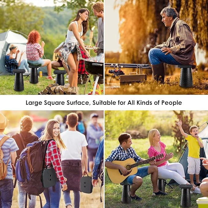 2 Pack Collapsible Stool with Soft Removable Cushion &amp Waterproof Carry Bag - Lightweight Folding Stool 485lbs Capacity Portable for Adults Camping Fishing Hiking Outdoor Travel