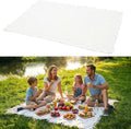 91 x 71 Inch Large White Picnic Blanket Outdoor Picnic Blanket with Fringe Soft Cotton Woven Blanket Picnic Lightweight Foldable Blanket Picnic for Beach Park Camping (White Grid Pattern)