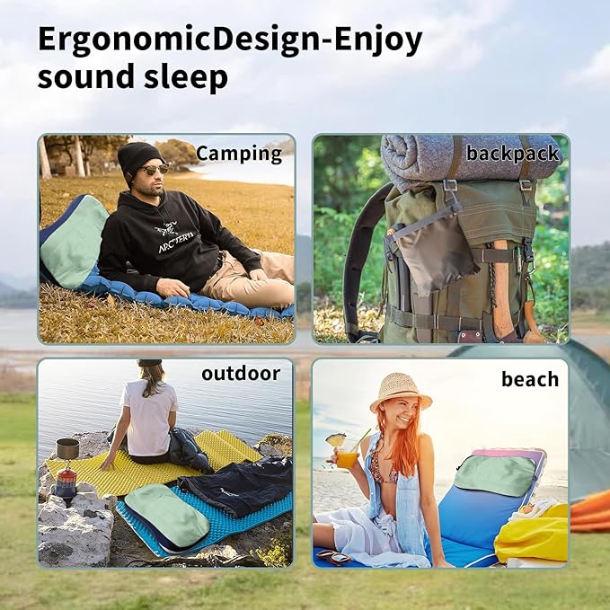 Coldcool Travel Rest Pillow Soft Flocking Pillow with ice Pack Portable Inflatable Leg Rest Pillow with Air Pump for Office Home Relax Camping and Travel Use