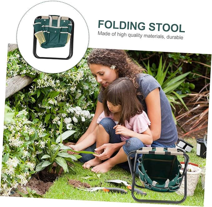 SUPVOX Portable Folding Stool with Tool Bag Lightweight Garden Chair for Hiking Fishing Travel Practical and Comfortable Design