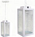 Outdoor Pendant Light Dusk to Dawn 11'' Porch lights Outdoor Chandelier Hanging Ceiling Lights White Aluminum Lightshade with Tempered Glass Exterior Lighting Fixture for Porch Yard Gazebo 1 Pack