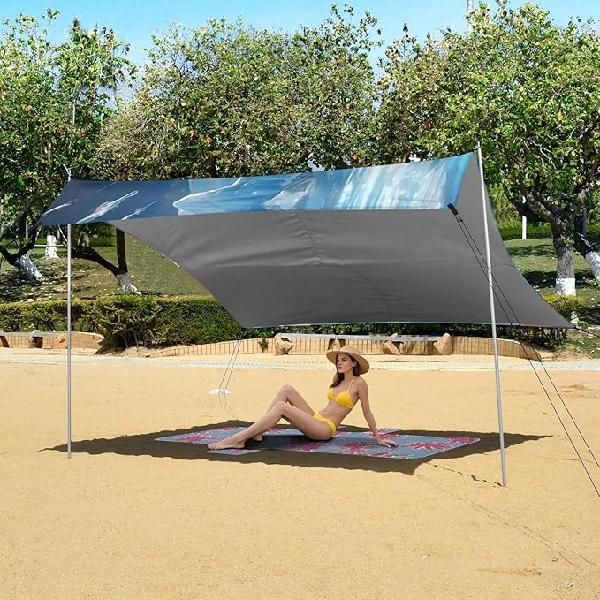 Polar BearCamping Sun Shelters 9.2 x 10.5 FT Beach Canopy Tent Sun Shade with Carrying Bag for Camping Trips Fishing Backyard Fun or Picnics 21341836