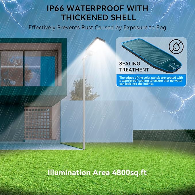 Deepn Solar Street Lights Outdoor 7000W Solar Parking Lot Lights 360000 Lumens Solar Lights Outdoor IP67 Waterproof Dusk to Dawn Motion Sensor Outdoor Lights for Yard with Remote Control